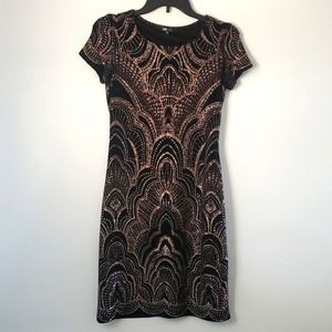 20s Inspired Rose Gold Glitter ArtDeco Mini Dress